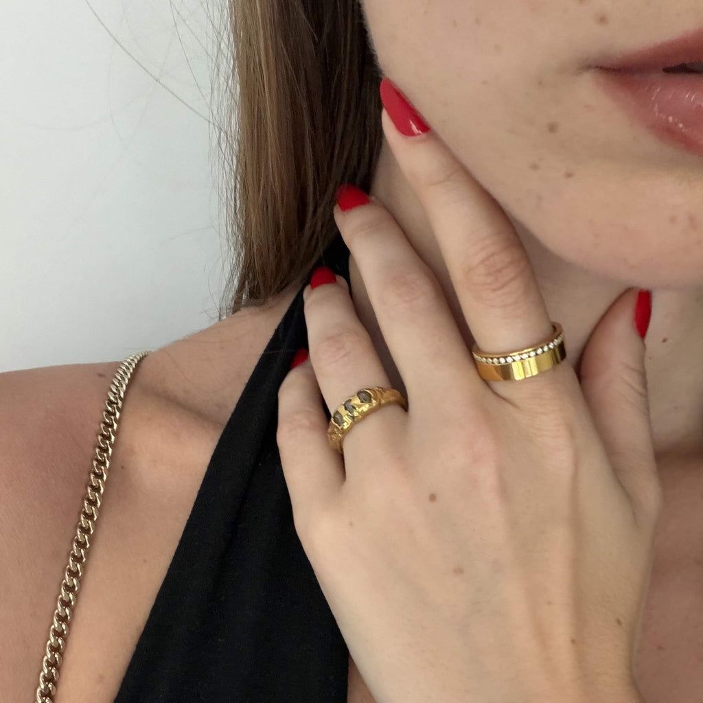 Elysia Lace Band Ring | 18k Gold Plated Pave-Set Stones 3