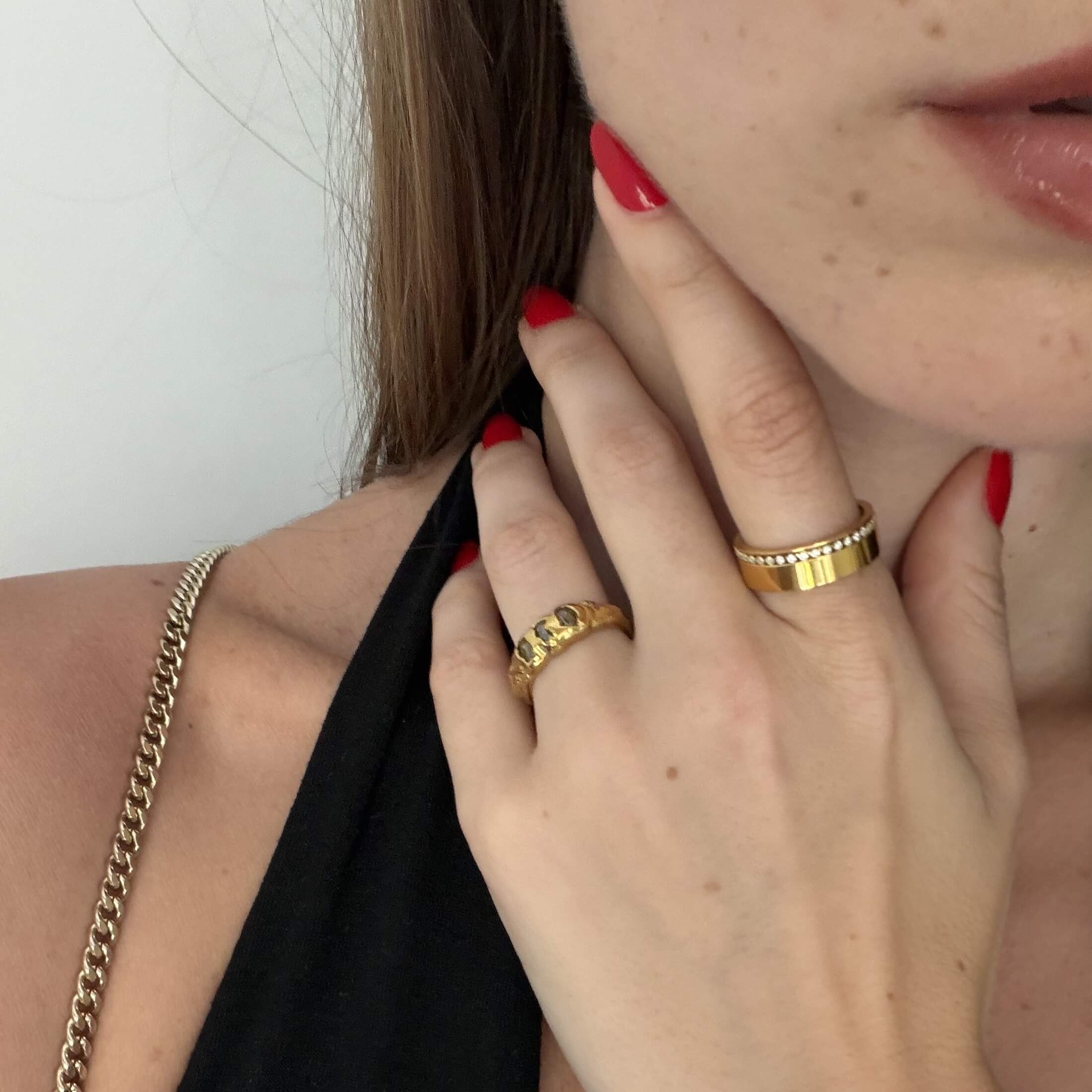 Elysia Lace Band Ring | 18k Gold Plated Pave-Set Stones 3