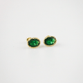 Elysia Oval Stud Earrings | Emerald Green, 18k Gold Plated 0