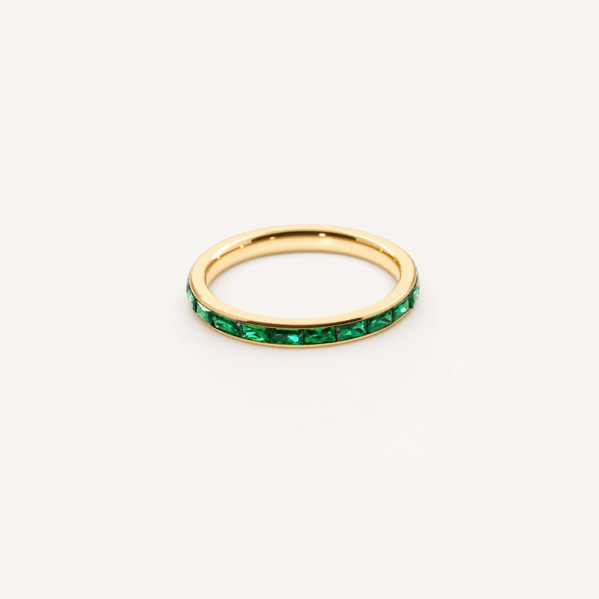 Elysia Slim Band Ring | 18k Gold Plated Emerald Green 0