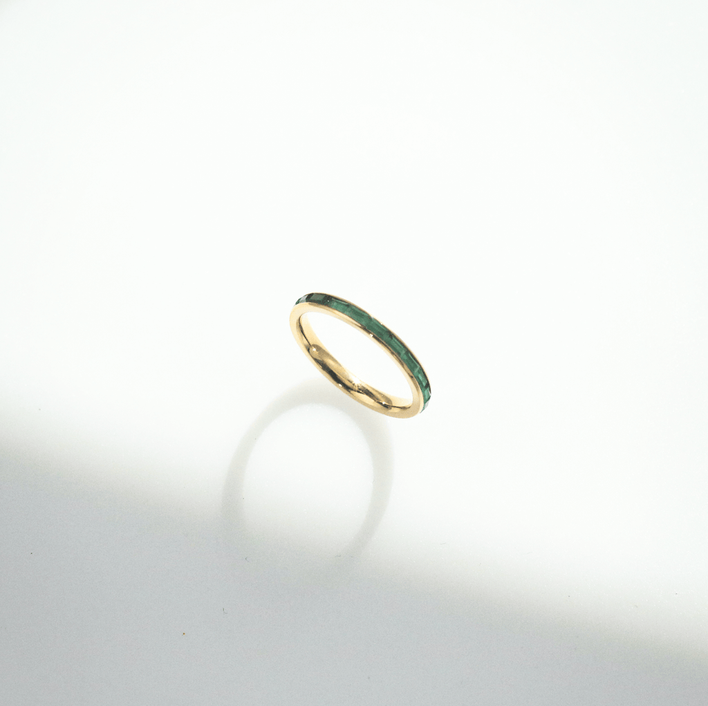 Elysia Slim Band Ring | 18k Gold Plated Emerald Green 5