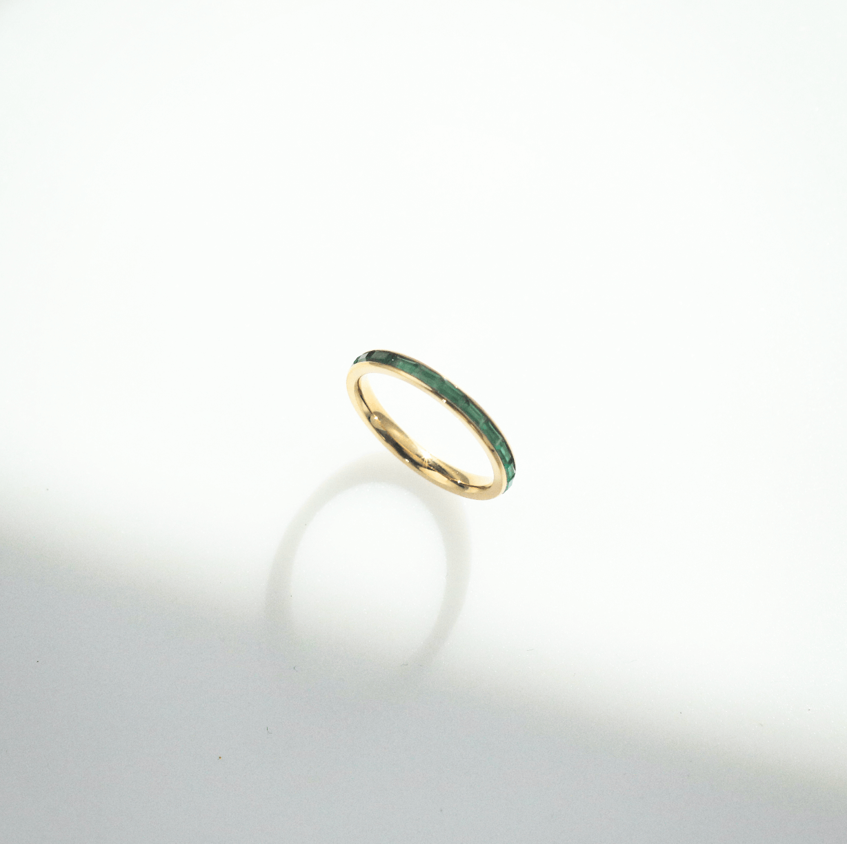 Elysia Slim Band Ring | 18k Gold Plated Emerald Green 5