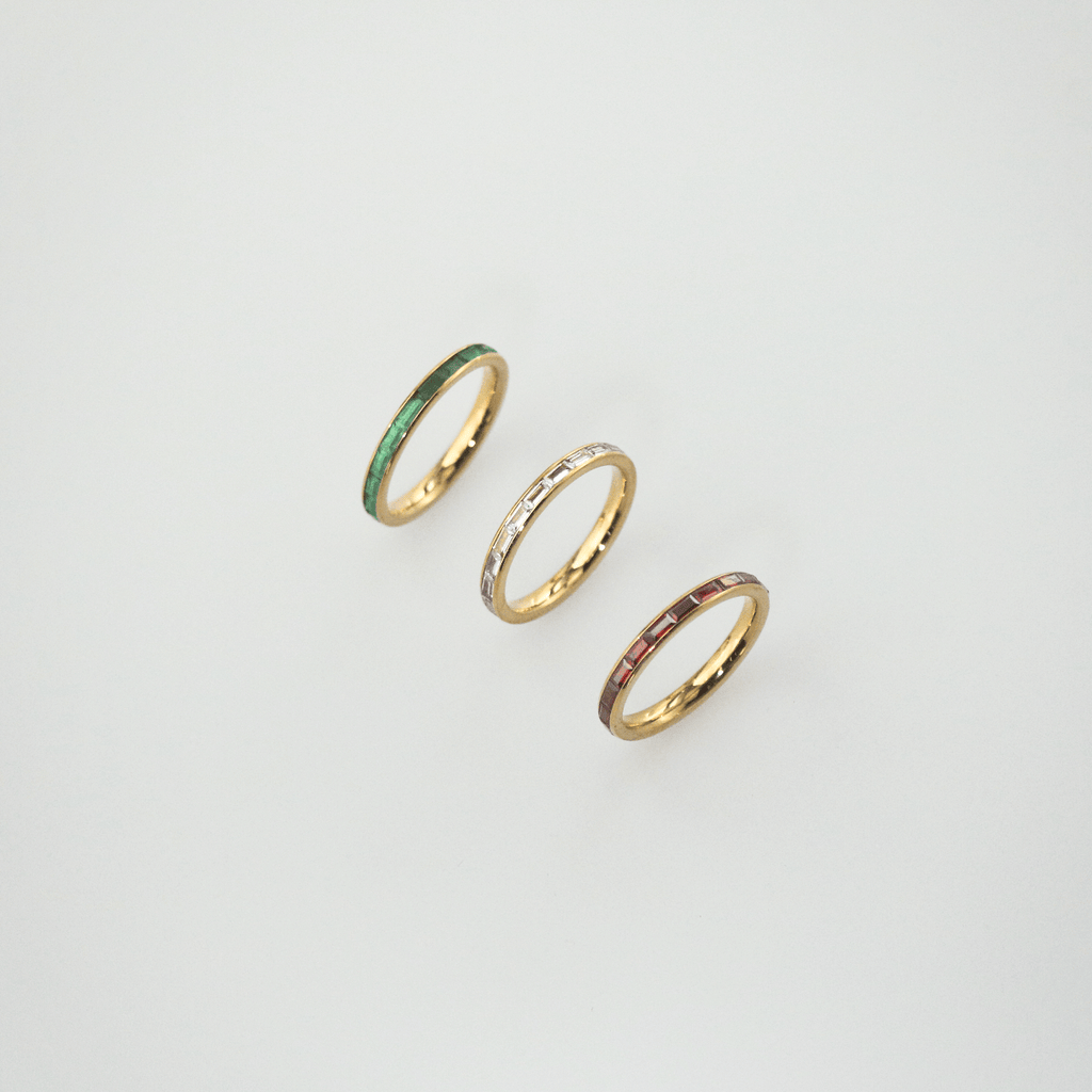 Elysia Slim Band Ring | 18k Gold Plated Emerald Green 6