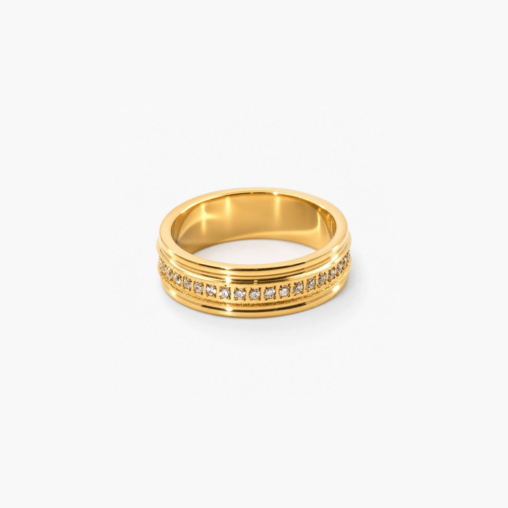 Elysia Sparkle Band Ring | 18k Gold Plated, CZ Accents 0