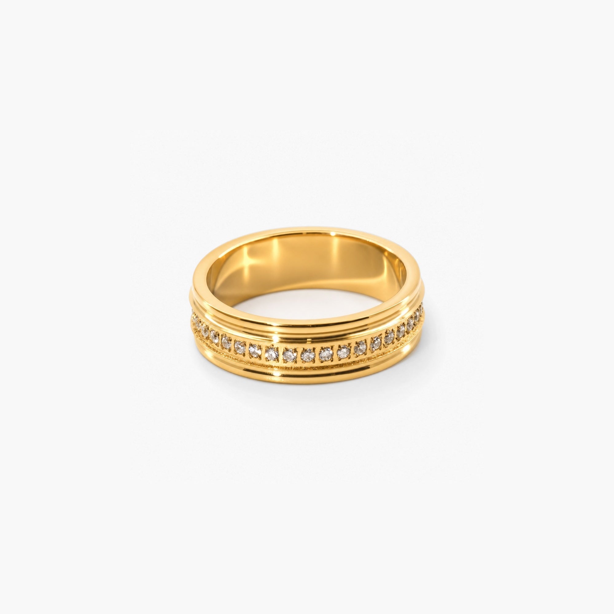Elysia Sparkle Band Ring | 18k Gold Plated, CZ Accents 0