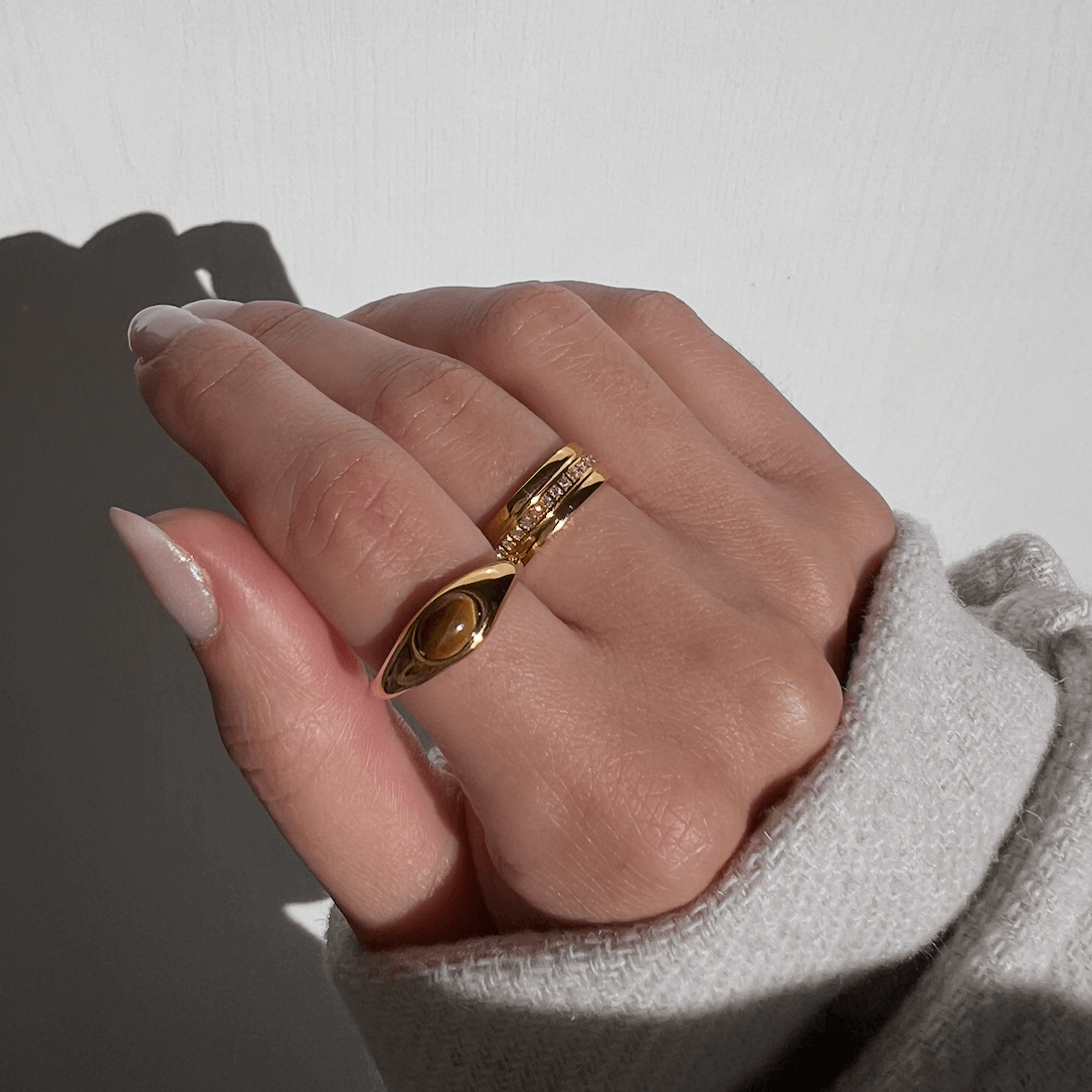 Elysia Sparkle Band Ring | 18k Gold Plated, CZ Accents 4