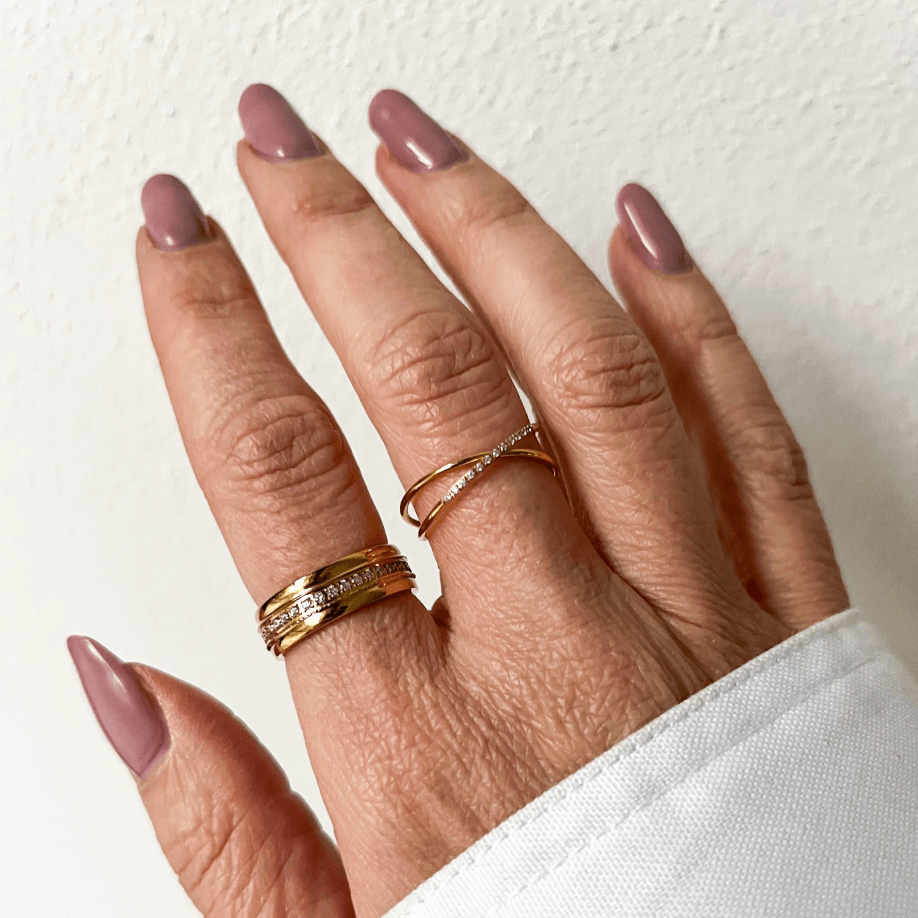 Elysia Sparkle Band Ring | 18k Gold Plated, CZ Accents 5