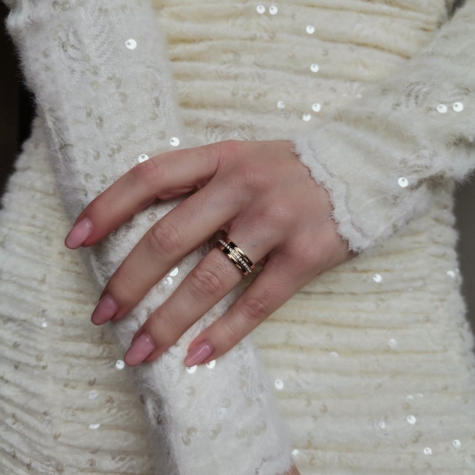 Elysia Sparkle Band Ring | 18k Gold Plated, CZ Accents 6