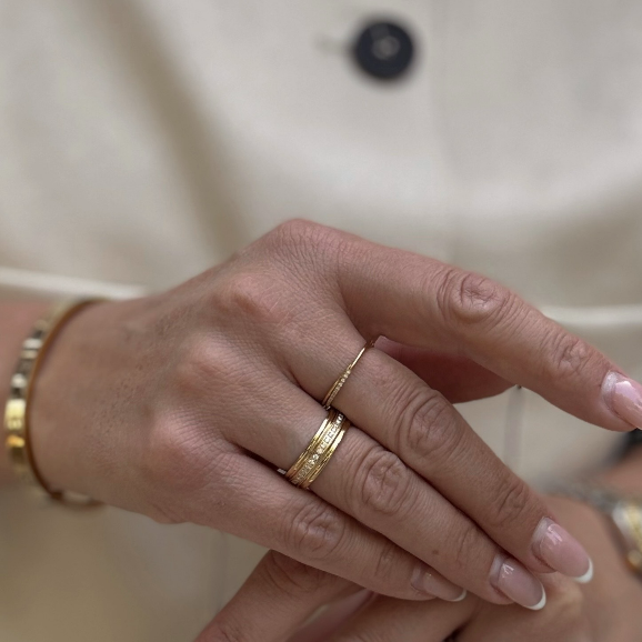 Elysia Sparkle Band Ring | 18k Gold Plated, CZ Accents 7