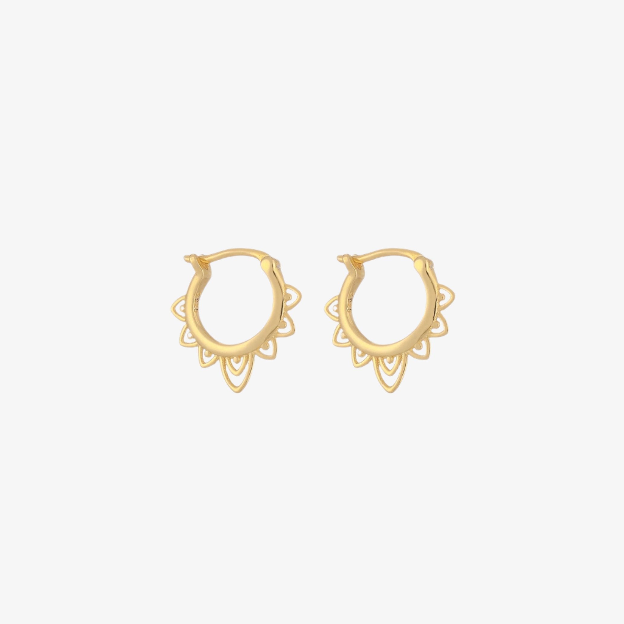 Elysia Sun Hoops Earrings | 18k Gold Plated Sterling Silver, Minimalist Design 1
