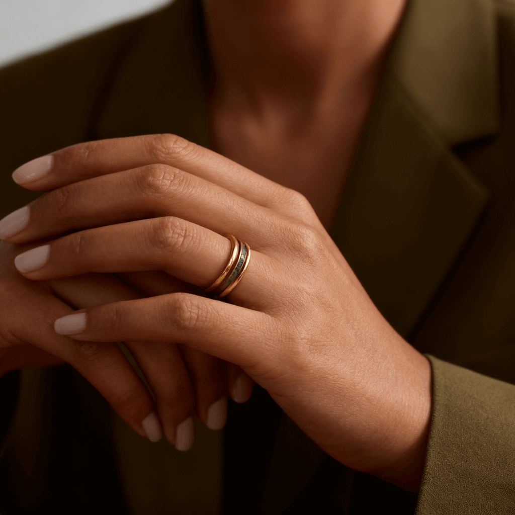 Elysia Triple Ring | Emerald Stones, 18k Gold Plated 1