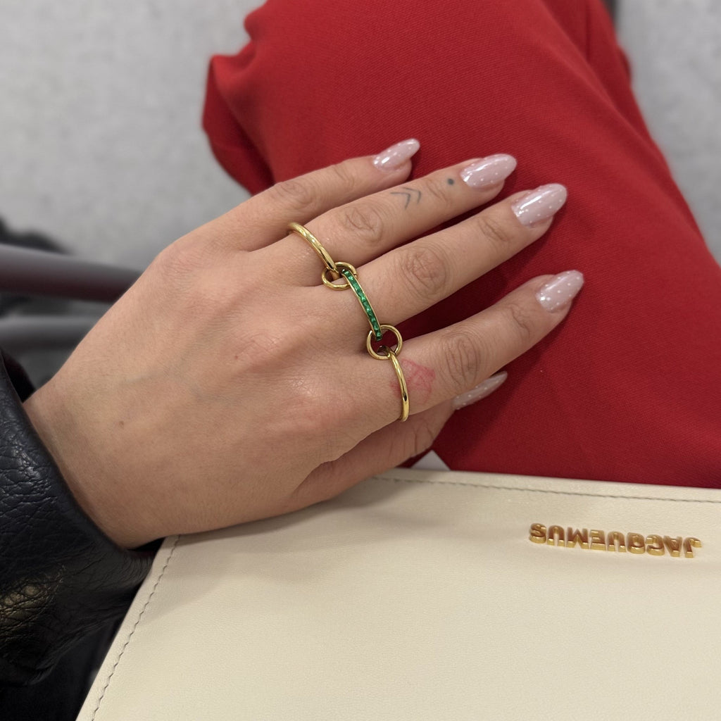 Elysia Triple Ring | Emerald Stones, 18k Gold Plated 4