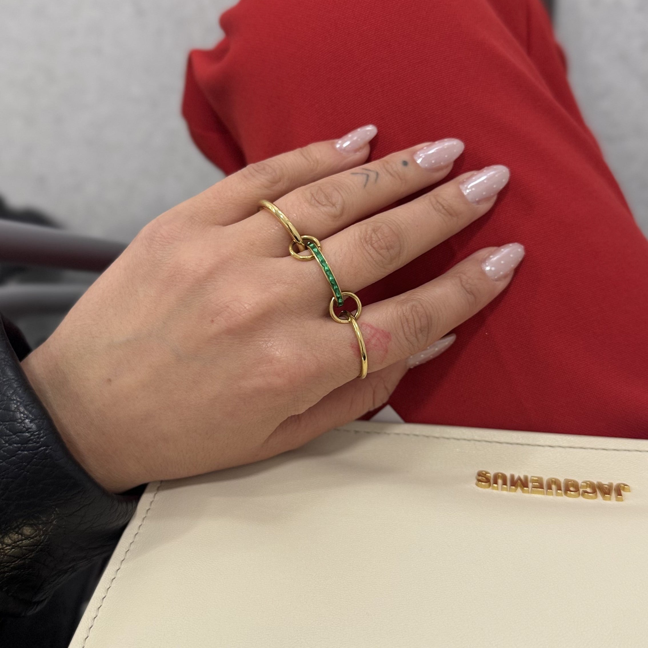 Elysia Triple Ring | Emerald Stones, 18k Gold Plated 4