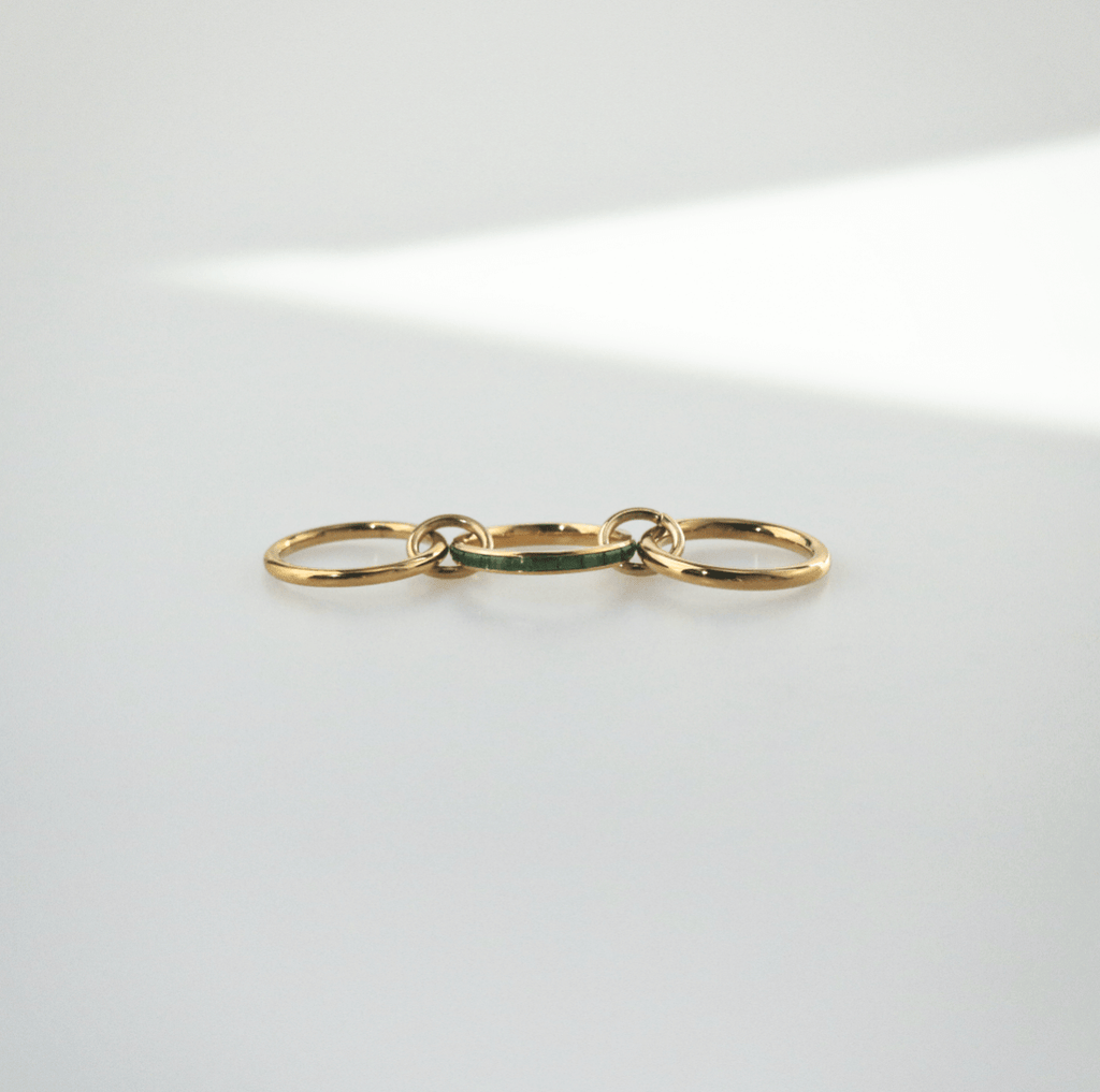 Elysia Triple Ring | Emerald Stones, 18k Gold Plated 5