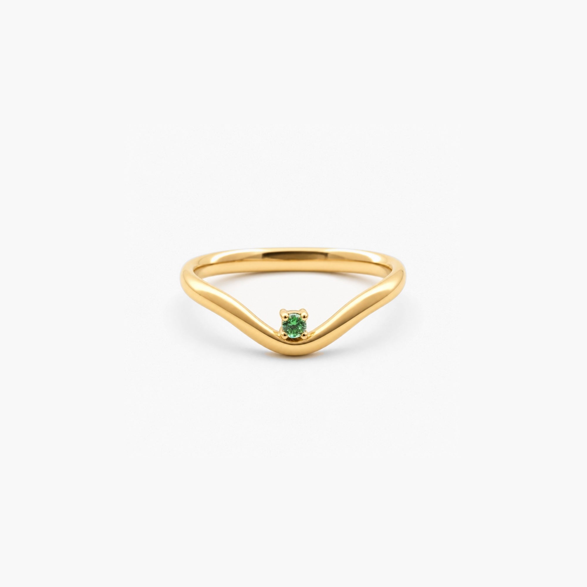 Elysia Wave Ring | 18k Gold Plated with Emerald Accent 0