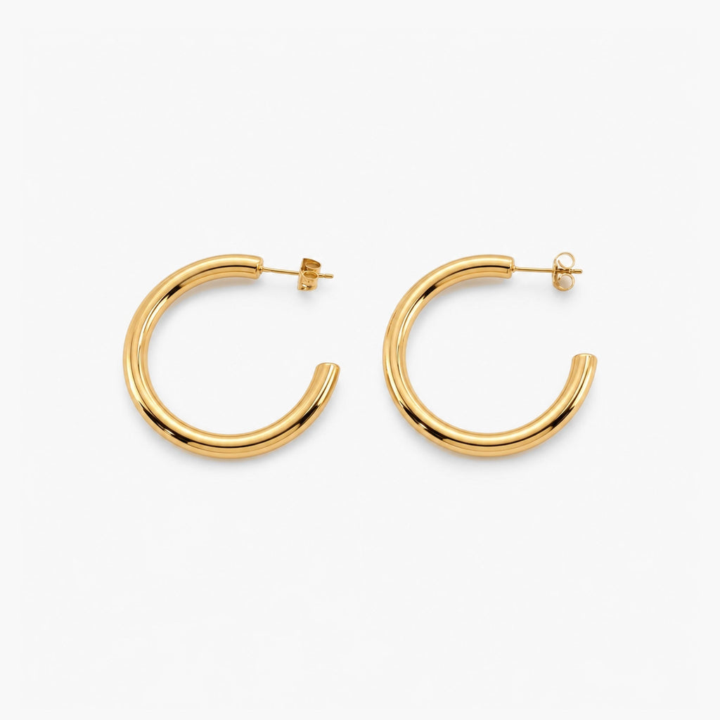 Fiora Chunky Gold Hoop Earrings | 18k Gold Plated, Hypoallergenic, 48mm 0