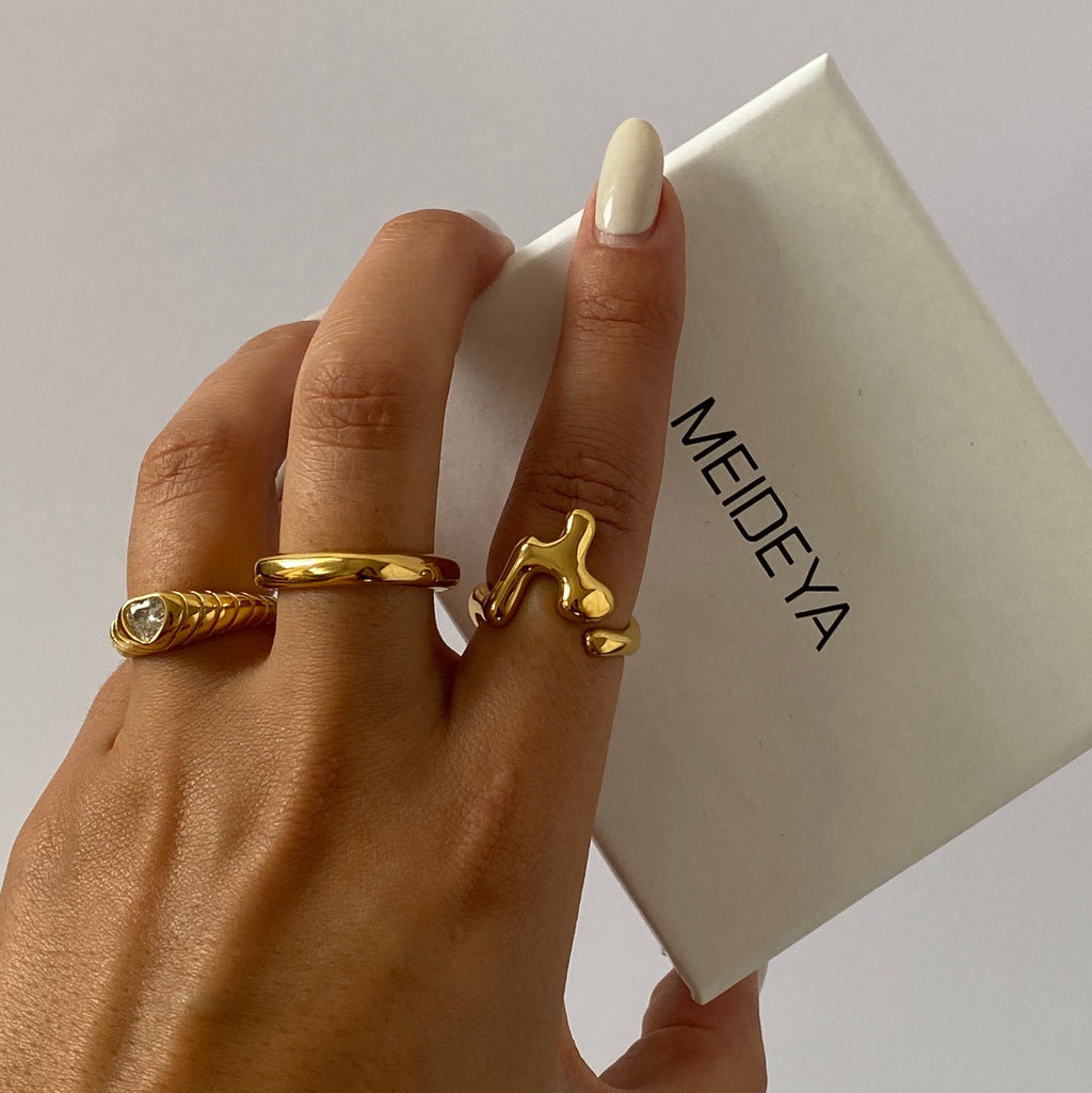 Fiora Sculpted Ring | 18k Gold Plated, Waterproof Stainless Steel 2
