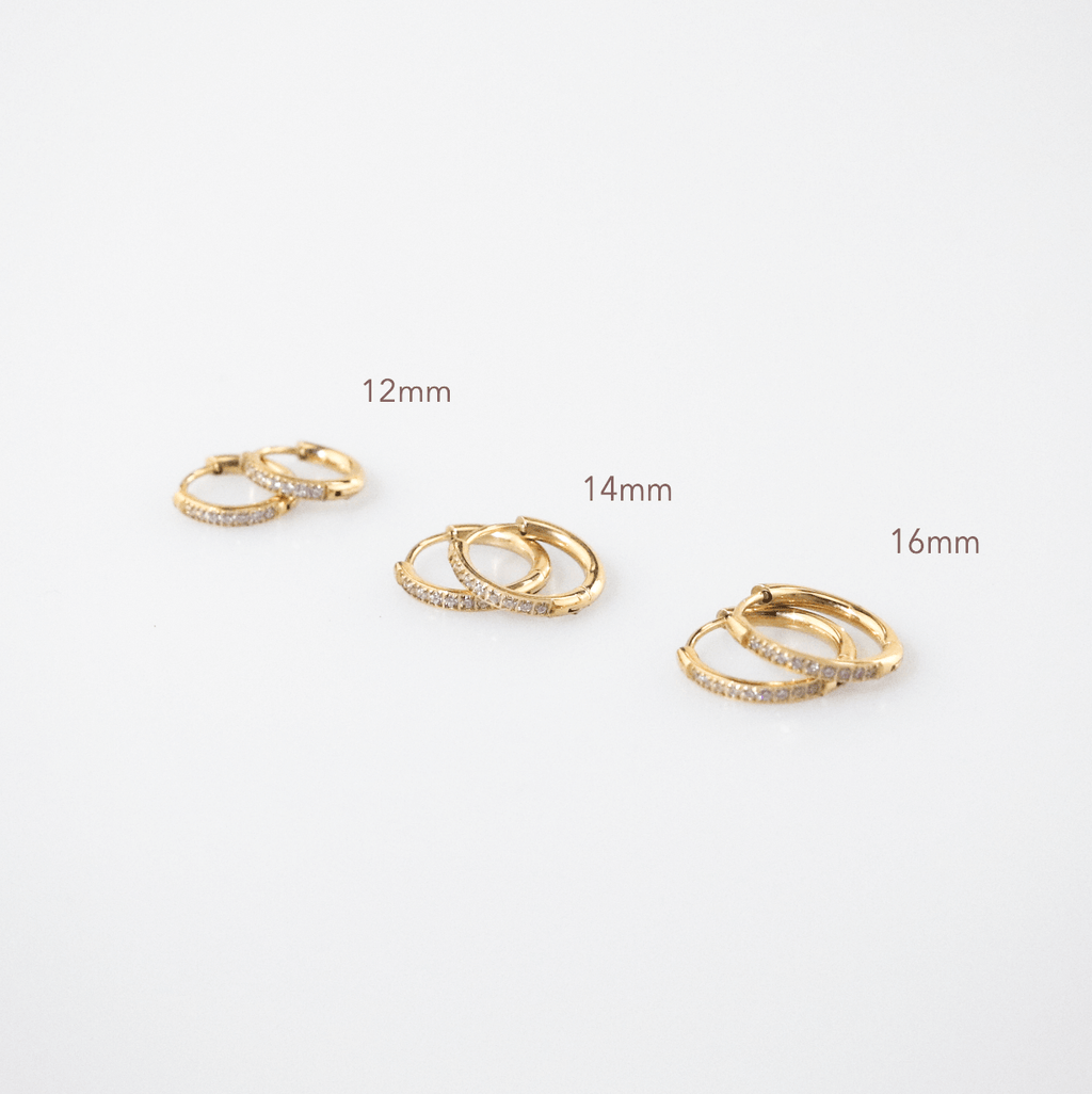 Gala Gold Hoop Earrings Set | 18k Gold Plated, Cubic Zirconia, 12mm-16mm 0