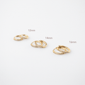 Gala Gold Hoop Earrings Set | 18k Gold Plated, Cubic Zirconia, 12mm-16mm 0