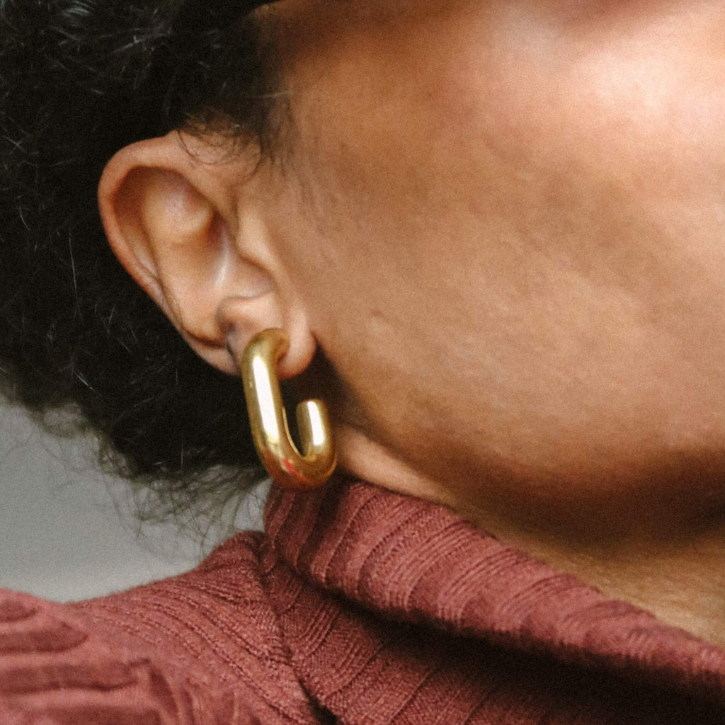 Gala Gold Hoop Earrings | 18k Gold Plated, Lightweight Hollow Design 1