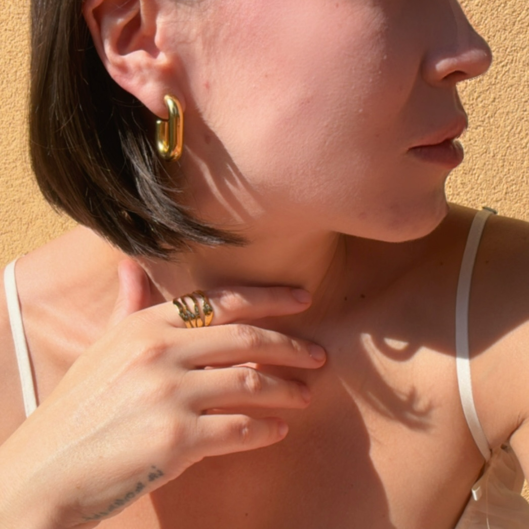 Gala Gold Hoop Earrings | 18k Gold Plated, Lightweight Hollow Design 2