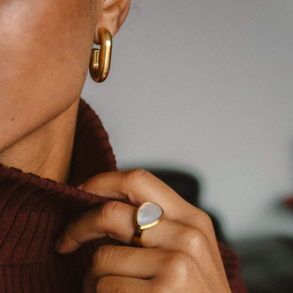Gala Gold Hoop Earrings | 18k Gold Plated, Lightweight Hollow Design 3