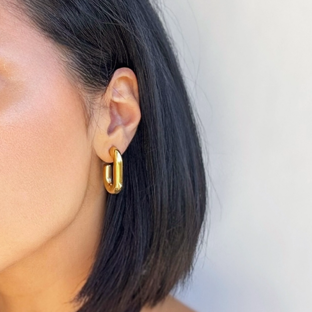 Gala Gold Hoop Earrings | 18k Gold Plated, Lightweight Hollow Design 4