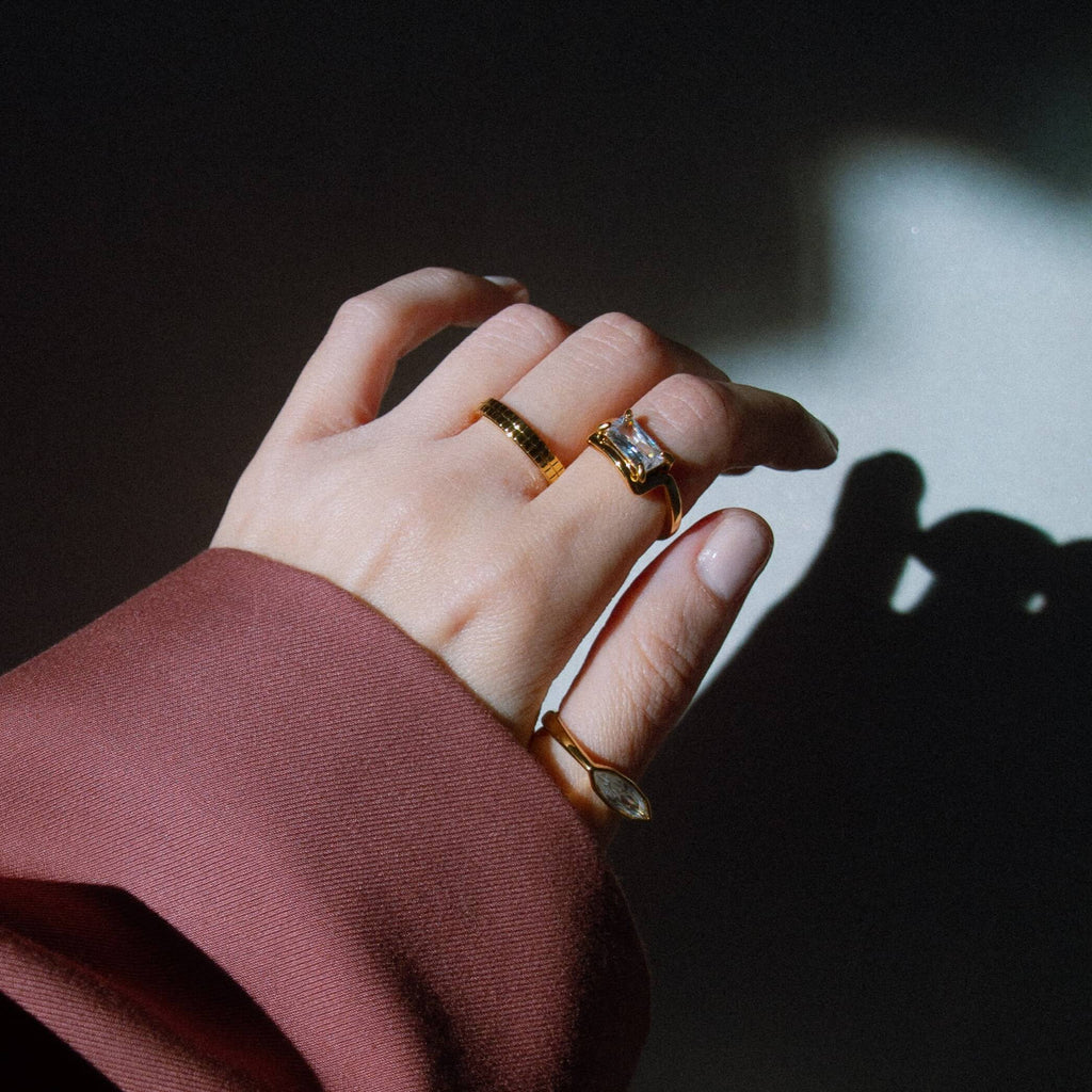 Galen Band Ring | 18k Gold Plated Stainless Steel, Slim Profile 2