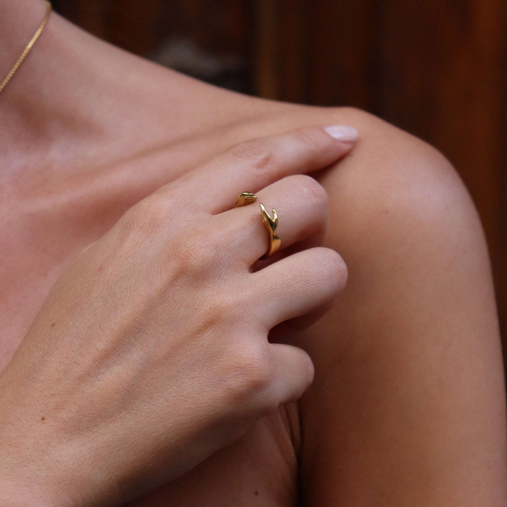 Galen Open Hands Ring | 18k Gold Plated Stainless Steel 2