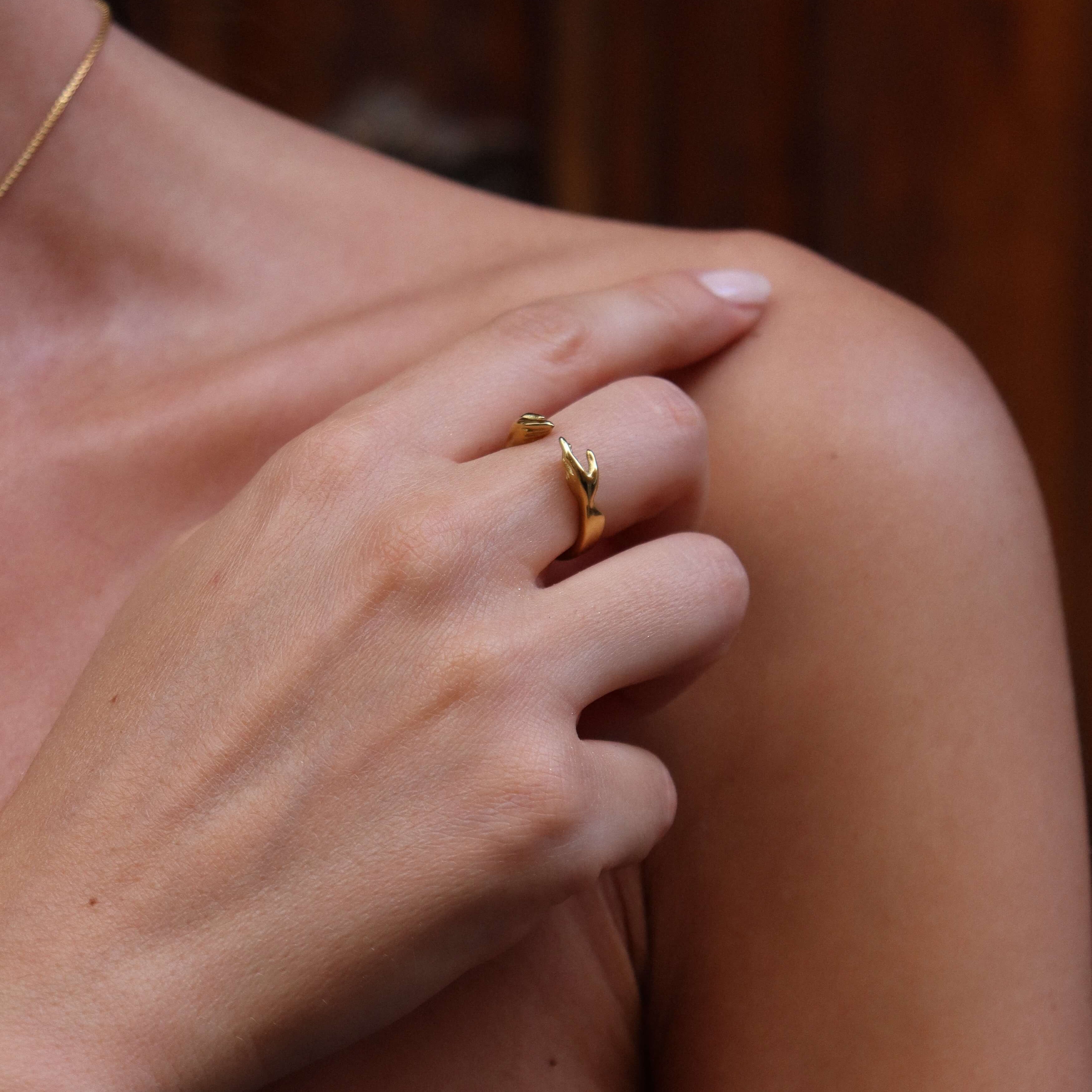 Galen Open Hands Ring | 18k Gold Plated Stainless Steel 2