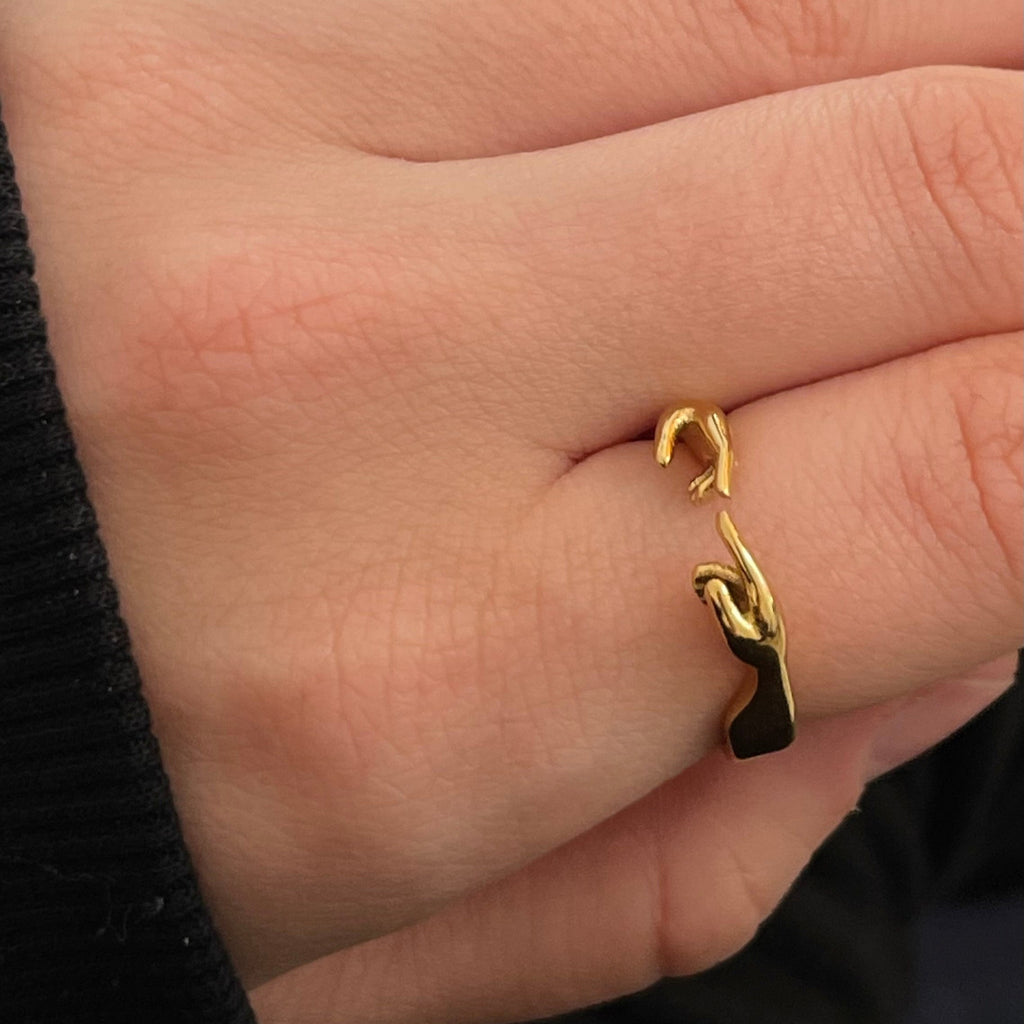 Galen Open Hands Ring | 18k Gold Plated Stainless Steel 4