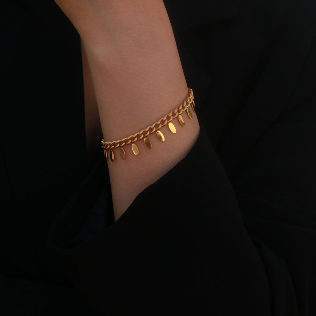 Galen Tassel Bracelet | 18k Gold Plated, Adjustable Length 0