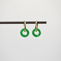 Gemara Donut Hoop Earrings | Green Jade, 18k Gold Plated 0
