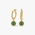 Gemora Hoop Earrings | Genuine Green Jade, 18k Gold Plated 0