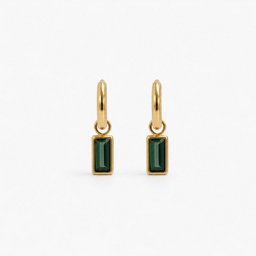 Gleam Green Sparkle Earrings | 18k Gold Plated, Zircon Stones 0