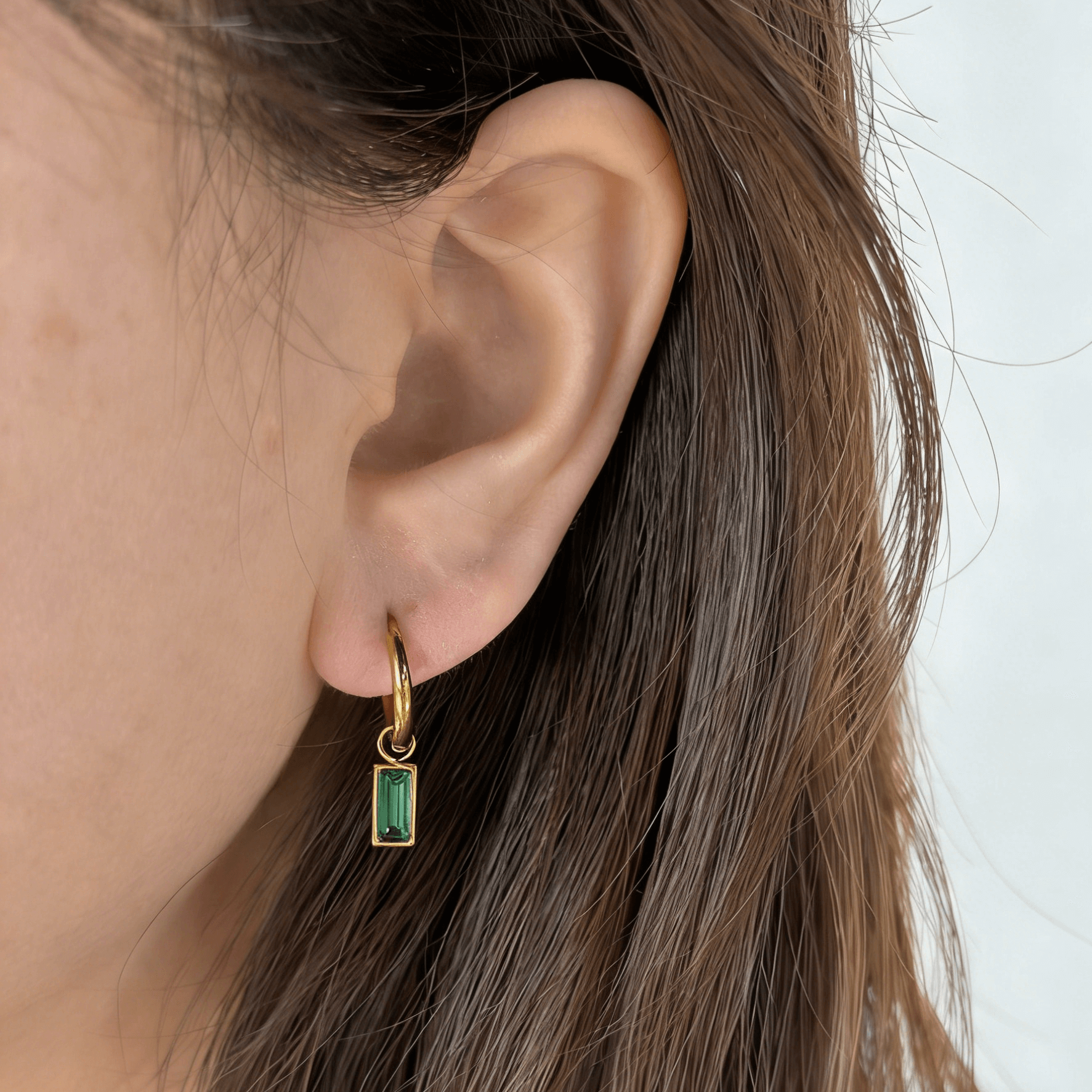 Gleam Green Sparkle Earrings | 18k Gold Plated, Zircon Stones 1