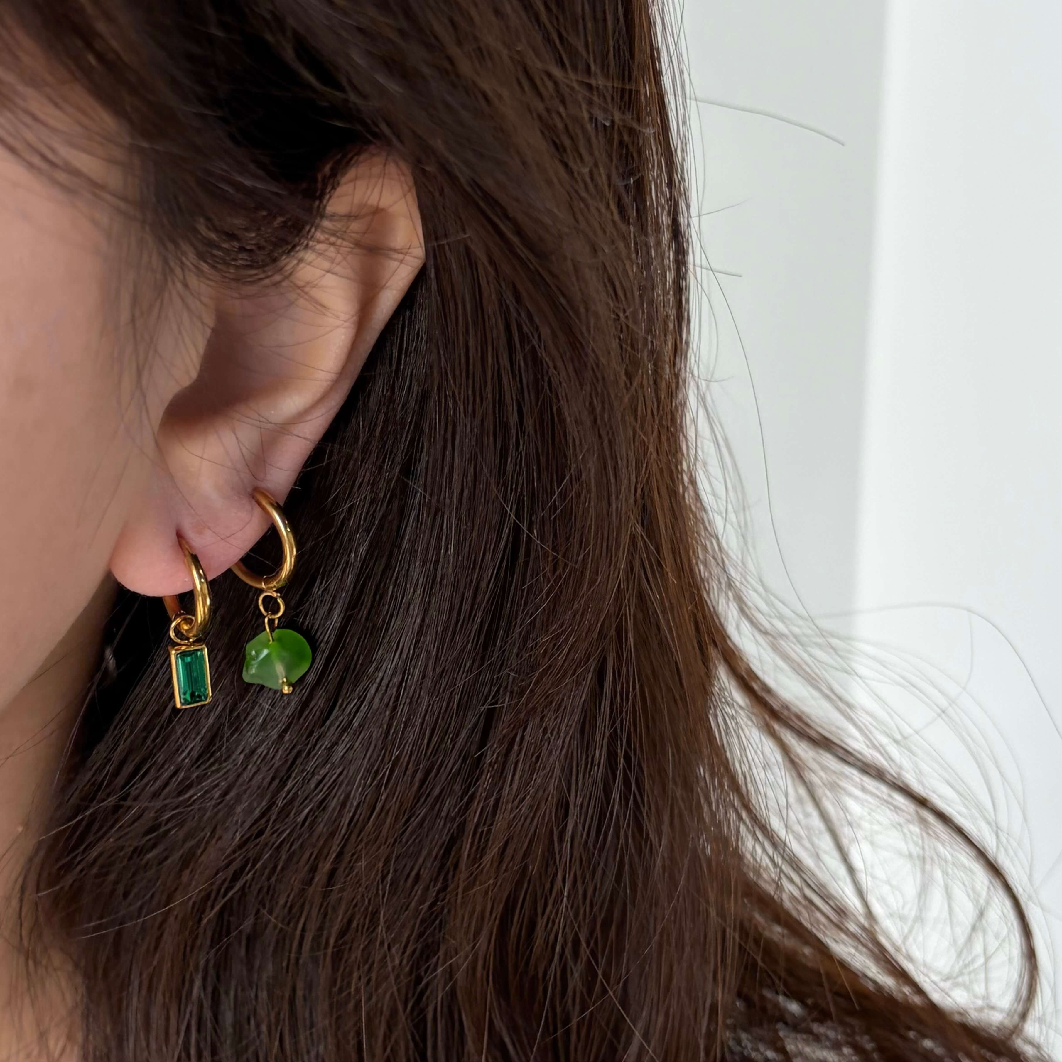 Gleam Green Sparkle Earrings | 18k Gold Plated, Zircon Stones 2