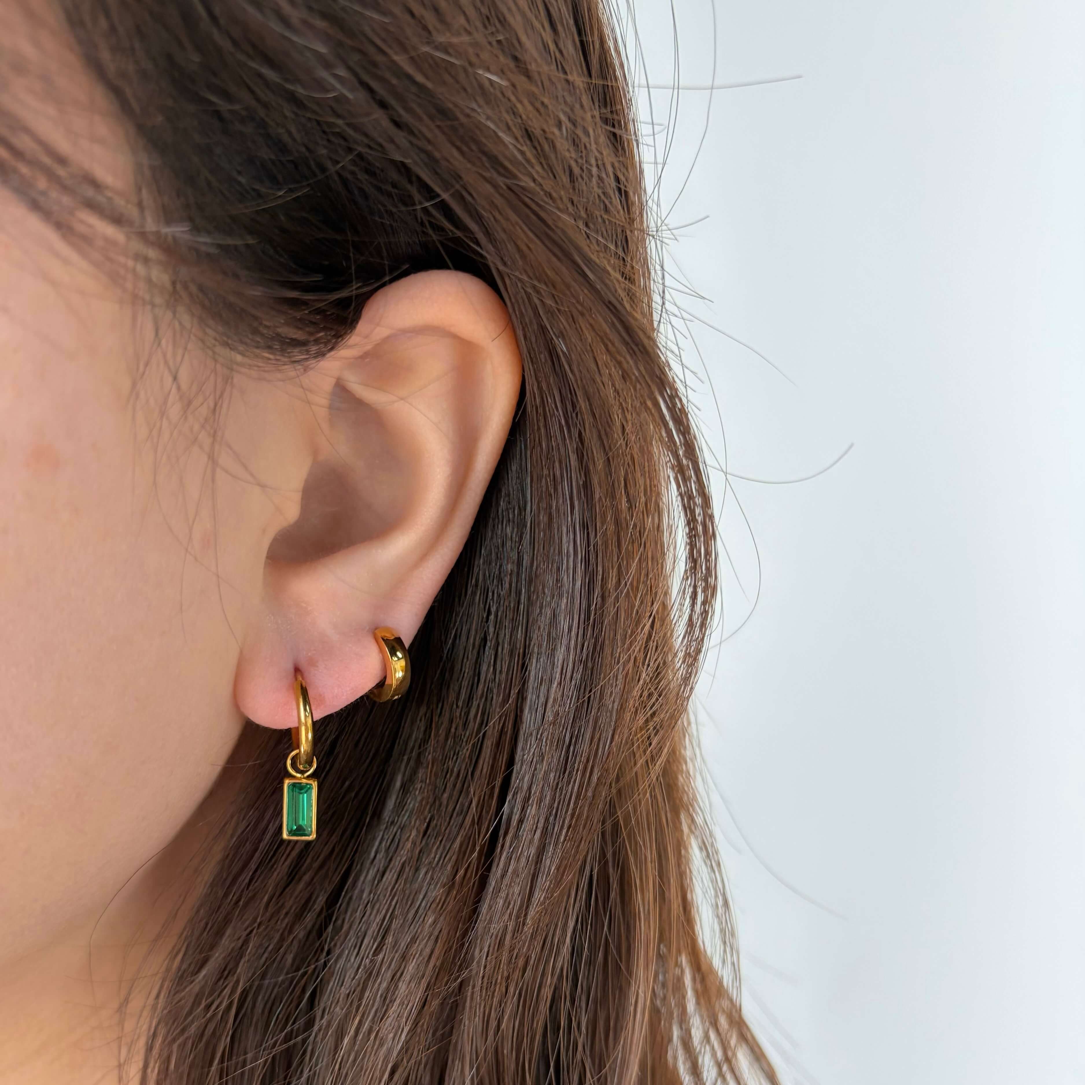 Gleam Green Sparkle Earrings | 18k Gold Plated, Zircon Stones 3