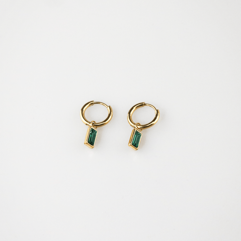 Gleam Green Sparkle Earrings | 18k Gold Plated, Zircon Stones 4