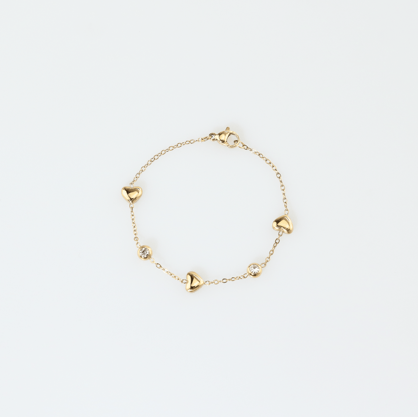 Glenna Heart Bracelet | 18k Gold Plated, CZ Stations, Adjustable Length 3