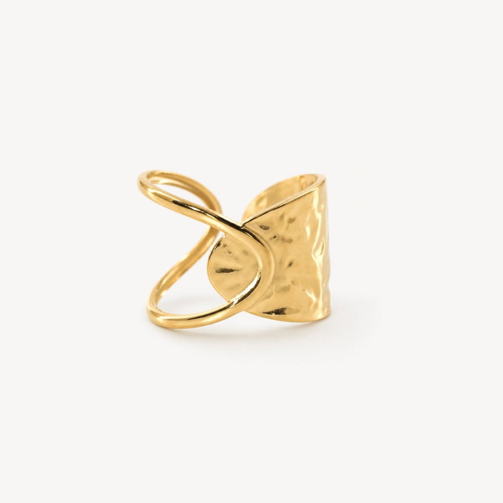 Gloria Hammered Ring | 18k Gold Plated Adjustable 0