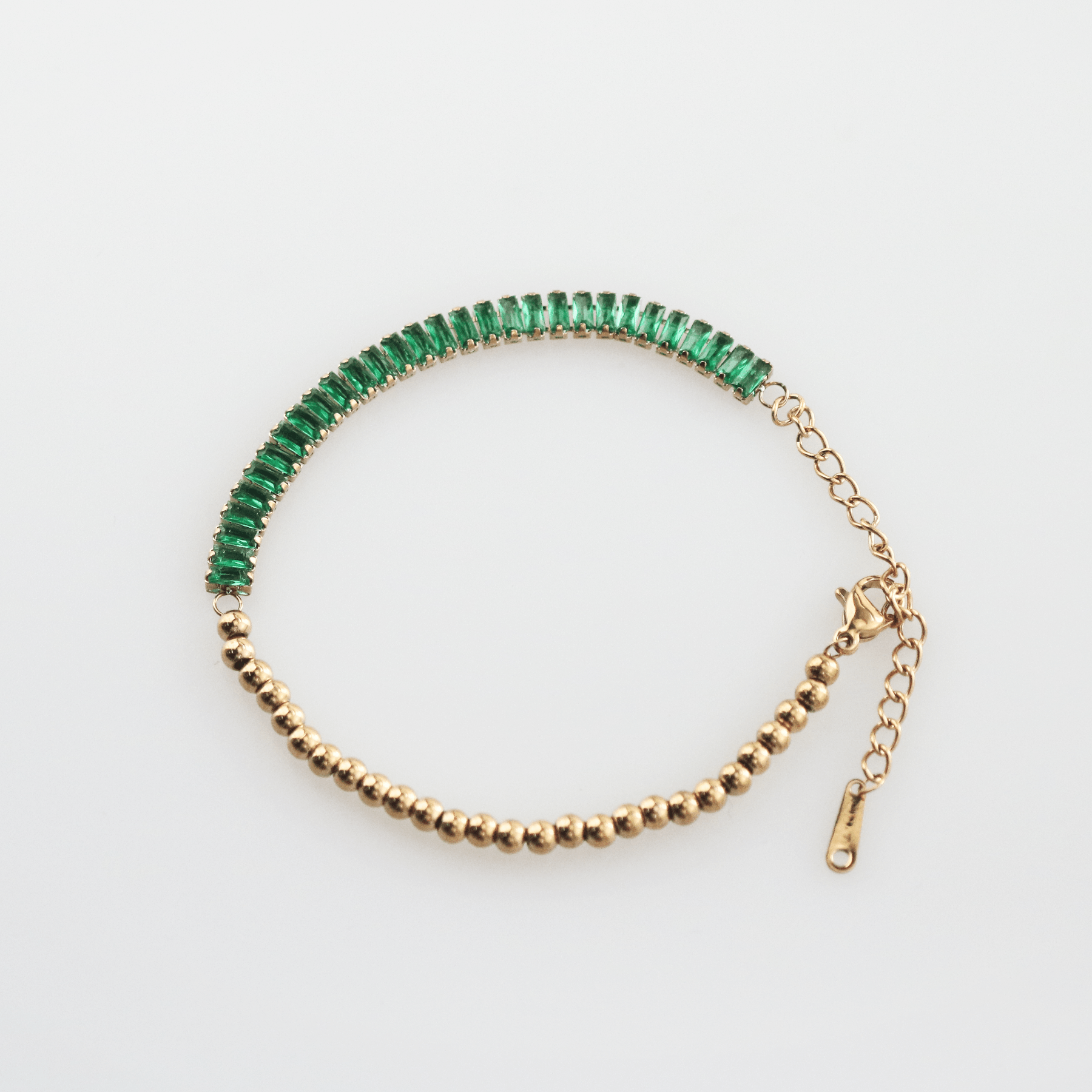 Haven Half Emerald Half Beaded Bracelet | 18k Gold Plated, Stainless Steel 4