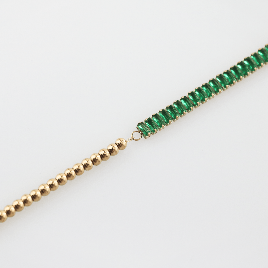 Haven Half Emerald Half Beaded Bracelet | 18k Gold Plated, Stainless Steel 5