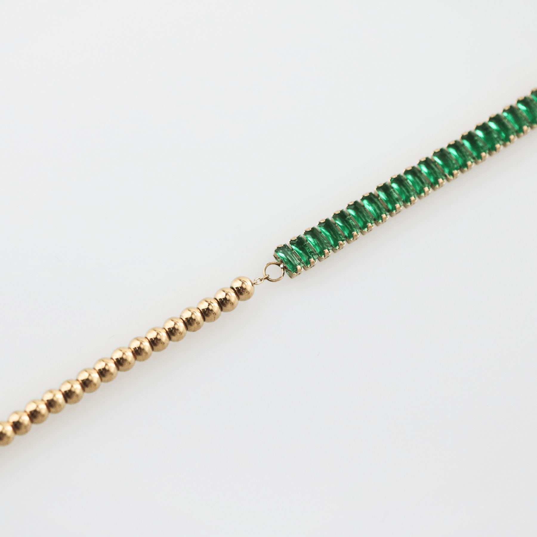 Haven Half Emerald Half Beaded Bracelet | 18k Gold Plated, Stainless Steel 5