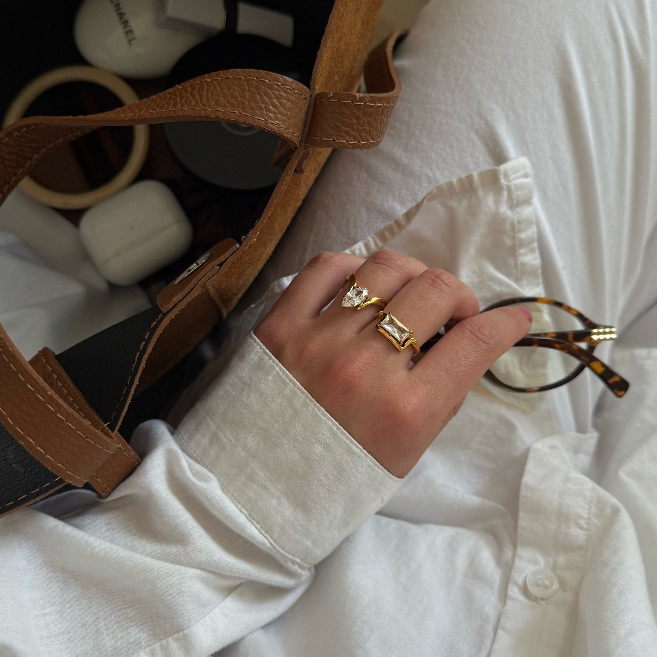 Haven Half Frame Ring | 18k Gold Plated Stainless Steel 2