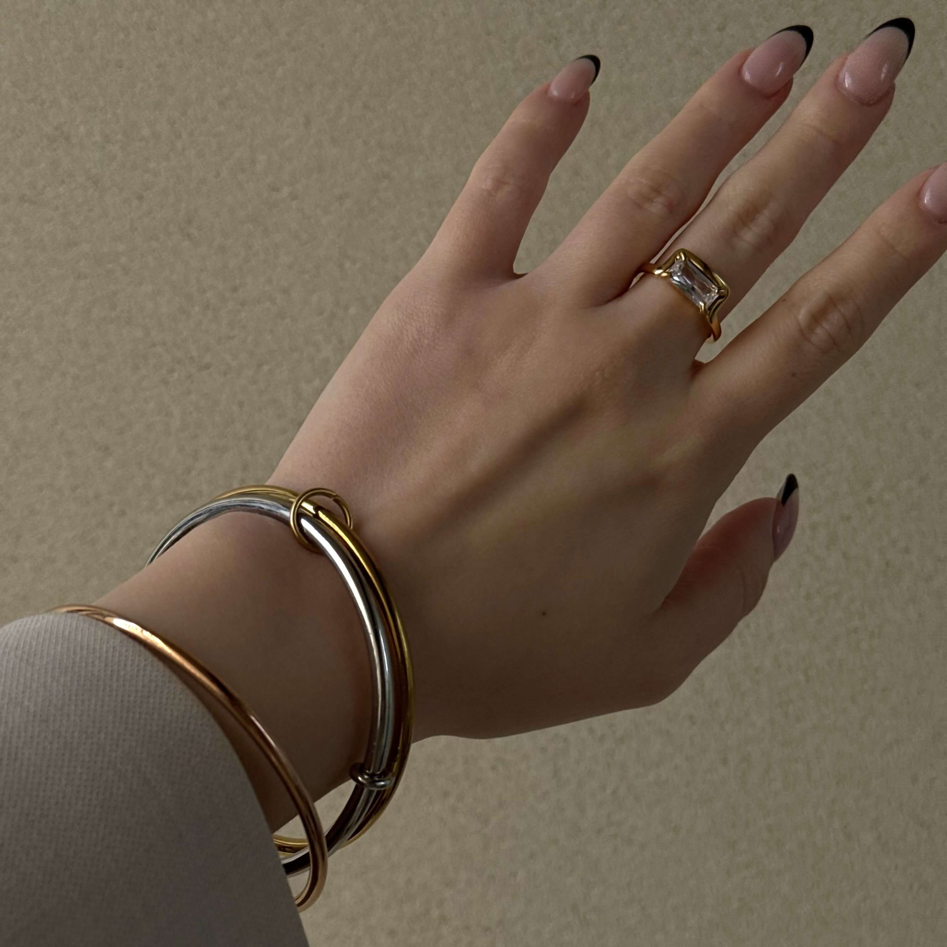 Haven Half Frame Ring | 18k Gold Plated Stainless Steel 3