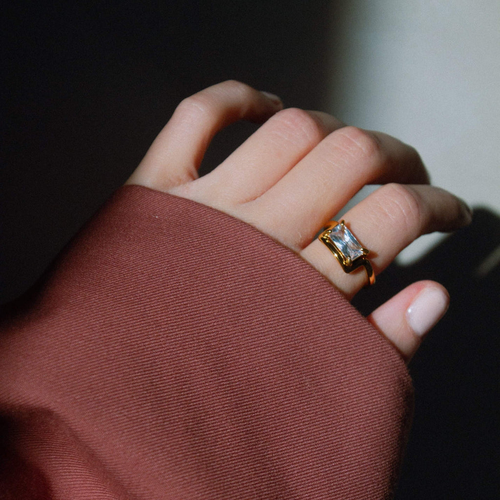 Haven Half Frame Ring | 18k Gold Plated Stainless Steel 4