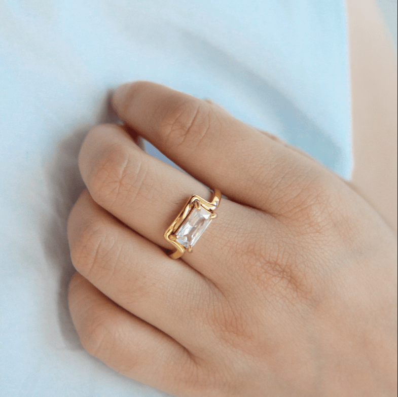 Haven Half Frame Ring | 18k Gold Plated Stainless Steel 6