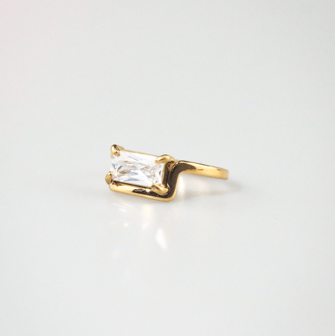 Haven Half Frame Ring | 18k Gold Plated Stainless Steel 7