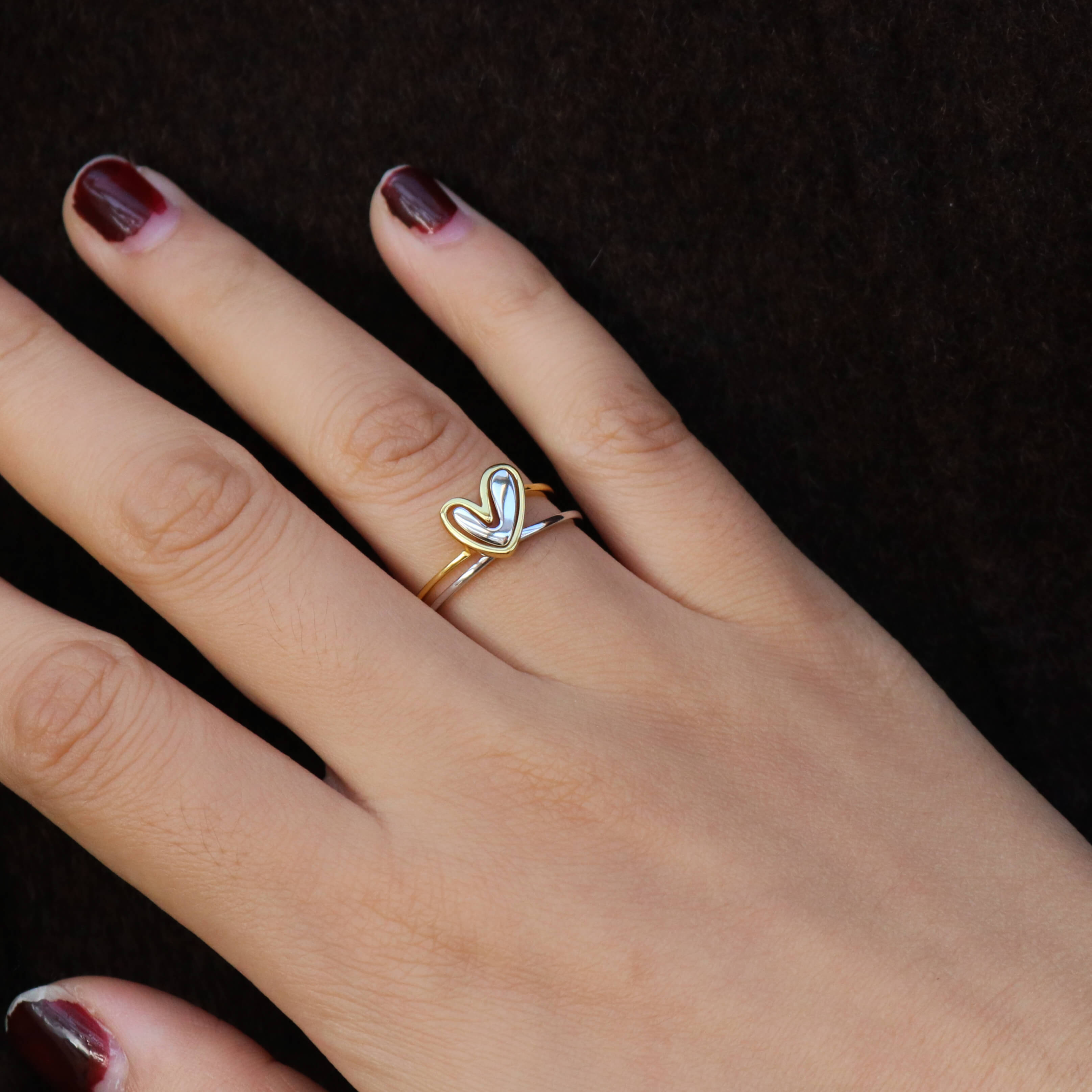 Haven Heart Ring Set | 18k Gold Plated, Sterling Silver 0
